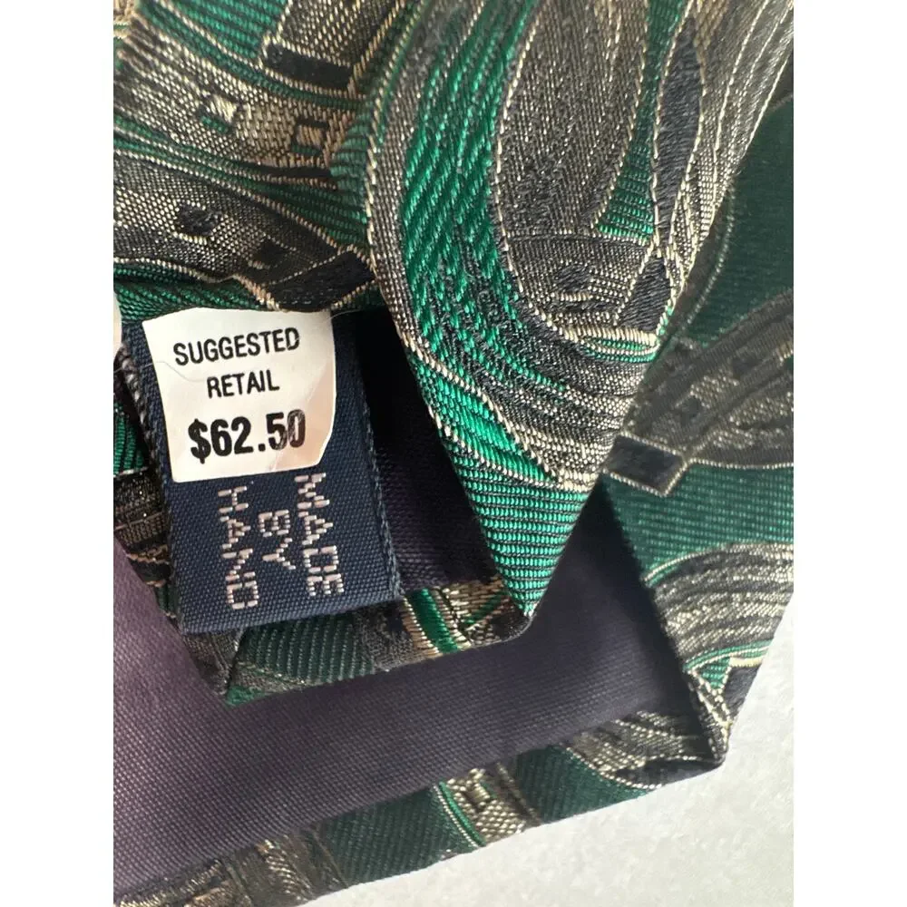 vintage Polo Ralph Lauren horseshoe print jacquard silk green tie